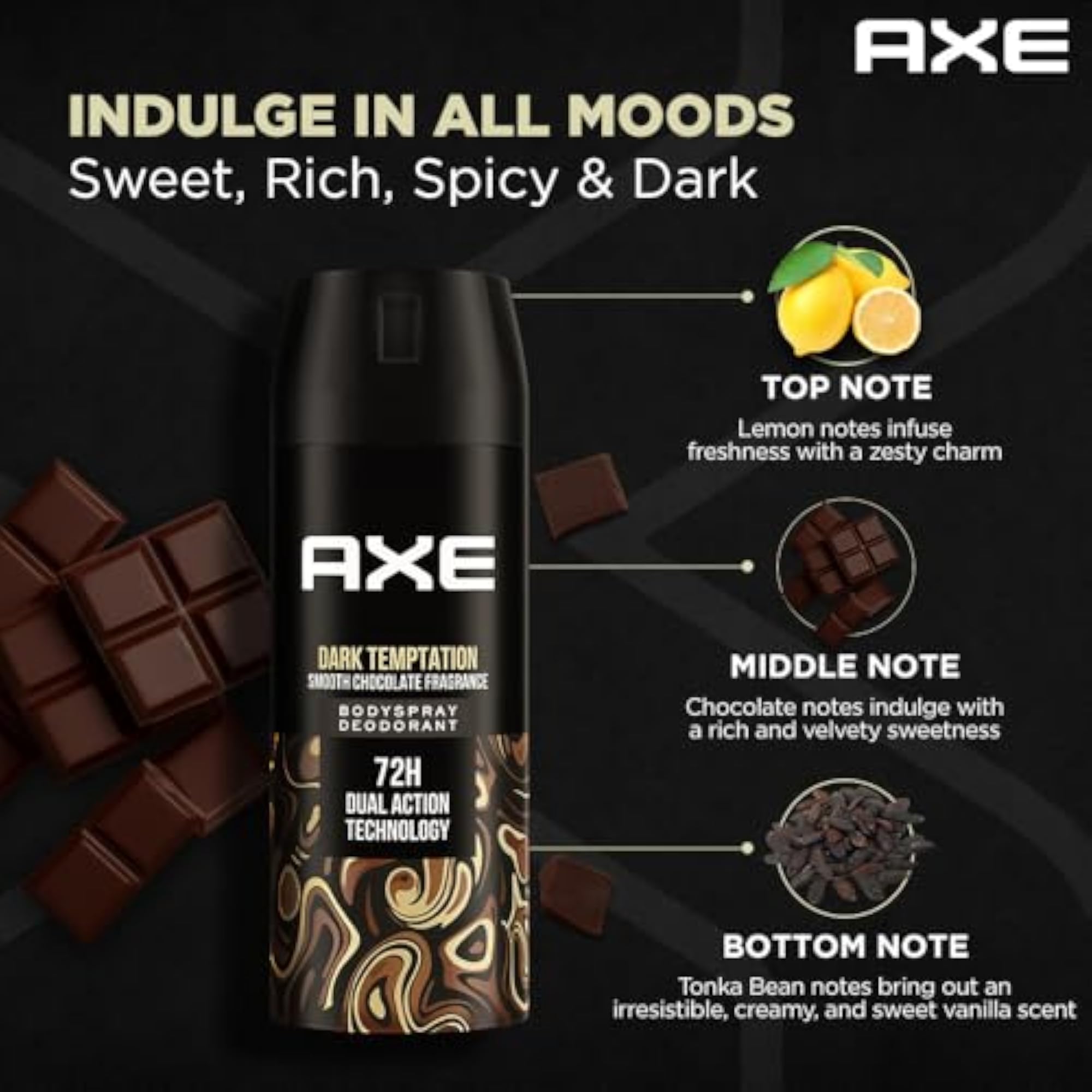 Dark Temptation Men's Deodorant Spray Pack of 4